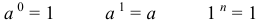 Формула Основные свойства степеней